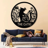 Custom The Catio Metal Sign with Led Lights Personalized Floral Cat Metal Sign Cat Wall Art Custom Cat Name Sign Pet