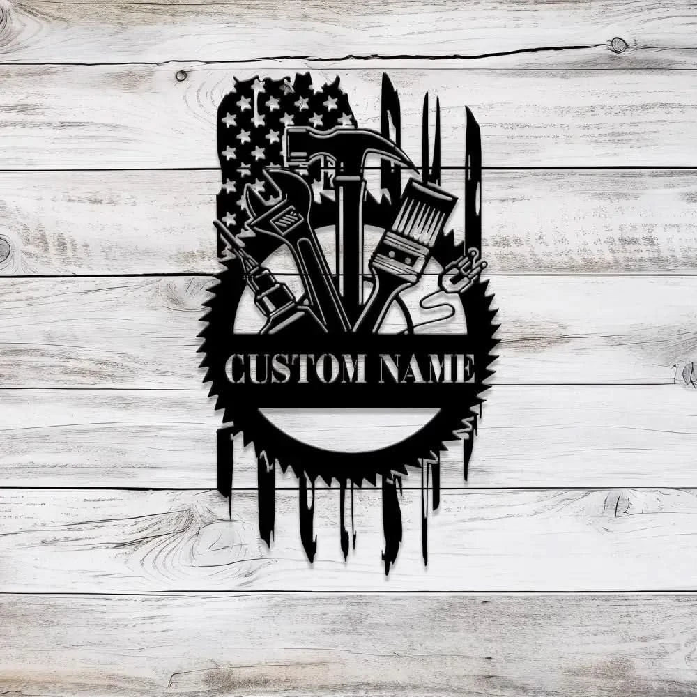 Custom Tools Repair Metal Sign with LED Light Personalized Tools Shop Name Sign Mechanic Tools Decoration Garage Sign