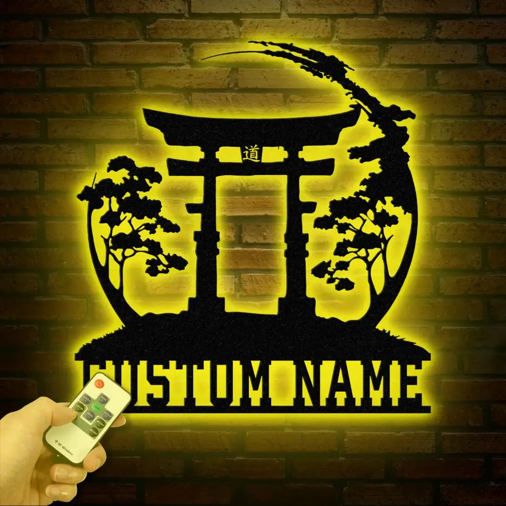 Custom Torii Gate Metal Wall Decor Japanese Bedroom Decor Inspirational Wall Art Sanmon Bonsai Tree Sign Japanese Home