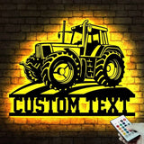 Custom Tractor Driver Metal Wall Art LED Light - Personalized Farm Tractor Name Sign Home Decor - Ideal for Home Decor