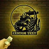 Custom Tractor Driver Metal Wall Art with LED Light - Personalized Farm Name Sign - Home Decor & Farm Truck Gift for