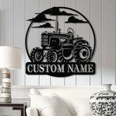 Custom Tractor Driver Metal Wall Art with LED Light - Personalized Farm Name Sign - Home Decor & Farm Truck Gift for