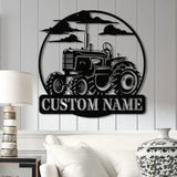 Custom Tractor Driver Metal Wall Art with LED Light - Personalized Farm Name Sign - Home Decor & Farm Truck Gift for