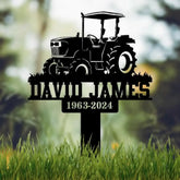 Custom Tractor Memorial Plaque Stake Memorial Grave Marker Tractor Memorial Cross For Grave Farmer Loss Dad Loss
