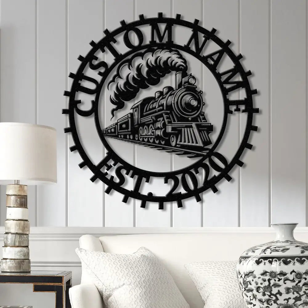 Custom Train Metal Wall Art with LED Lights - Railroad Decor Man Cave Sign Train Driver Gift Housewarming and Home