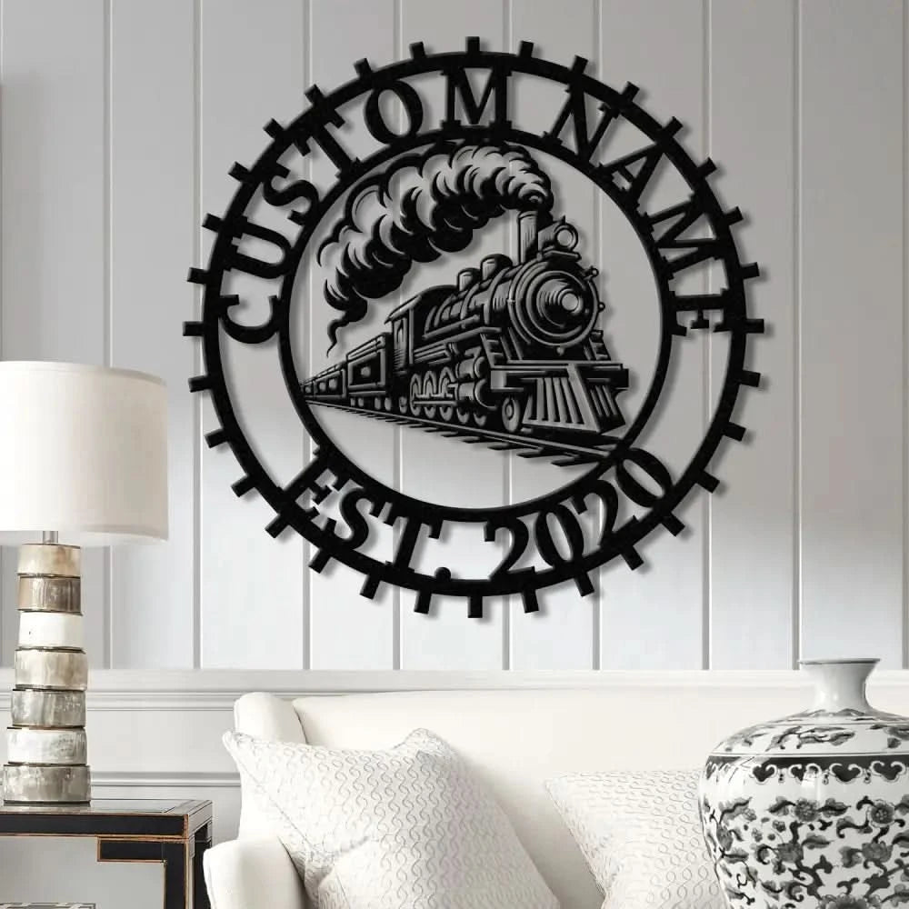 Custom Train Metal Wall Art with LED Lights - Railroad Decor Man Cave Sign Train Driver Gift Housewarming and Home