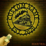 Custom Train Metal Wall Art with LED Lights - Railroad Decor Man Cave Sign Train Driver Gift Housewarming and Home