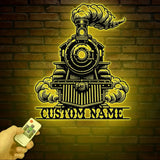 Custom Train Metal Wall LED Light Railroad Wall Decor Railroad Sign Man Cave Decor Train Driver Gift Housewarming Gift