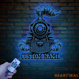 Custom Train Metal Wall LED Light Railroad Wall Decor Railroad Sign Man Cave Decor Train Driver Gift Housewarming Gift