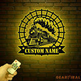 Custom Train Metal Wall LED Light Railroad Wall Decor Railroad Sign Man Cave Decor Train Driver Gift Housewarming Gift