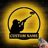 Custom Trap Shooting Name Metal Sign Art - Personalized Trap Shooting Monogram Metal Sign Led - Hobbie Gifts - Sport