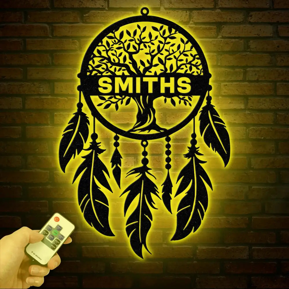 Custom Tree Of Life Dream Catcher Metal Wall Art with Led Lights Dreamcatcher Wall Hanging Dreamcatcher Decor Christmas