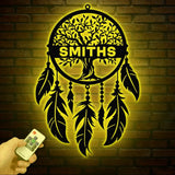 Custom Tree Of Life Dream Catcher Metal Wall Art with Led Lights Dreamcatcher Wall Hanging Dreamcatcher Decor Christmas