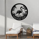 Custom Tropical Flamingo Metal Sign Personalized Outdoor Patio Decor with Palm Trees Pool Sign Home Decor For Backyard