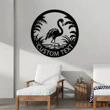 Custom Tropical Flamingo Metal Sign Personalized Outdoor Patio Decor with Palm Trees Pool Sign Home Decor For Backyard