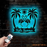 Custom Tropical Flamingo Metal Sign Personalized Outdoor Patio Decor with Palm Trees Pool Sign Home Decor For Backyard