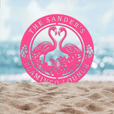 Custom Tropical Flamingos Metal Sign Personalized Beach Flamingo Metal Sign Pool Sign Home Decor For Backyard Wedding