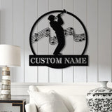 Custom Trumpet Player Name Metal Sign Personalized Jazz Musician Gift Music Lover Wall Decor Musician Name Sign Music