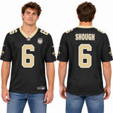 Custom Tyler Shough New Orleans Saints Fan Inspired Team 60th Season Patch Game Jersey - Black