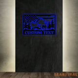 Custom US Flag Deer Hunting Metal Wall Art With LED Lights Custom Deer Hunting Metal Sign Deer Hunter Metal Wall Decor