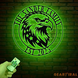 Custom US Flag Eagle Metal Wall Art LED Light Custom Outdoor Eagle Monogram Metal Wall Hanging Eagle Home Decor Metal