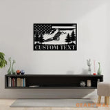 Custom US Flag Eagle Metal Wall Art LED Light Custom Outdoor Eagle Monogram Metal Wall Hanging Eagle Home Decor Metal