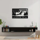 Custom US Flag Eagle Metal Wall Art LED Light Custom Outdoor Eagle Monogram Metal Wall Hanging Eagle Home Decor Metal