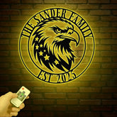 Custom US Flag Eagle Metal Wall Art LED Light Custom Outdoor Eagle Monogram Metal Wall Hanging Eagle Home Decor Metal