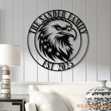 Custom US Flag Eagle Metal Wall Art LED Light Custom Outdoor Eagle Monogram Metal Wall Hanging Eagle Home Decor Metal