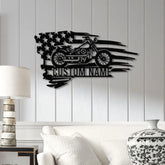 Custom US Flag Motorcycle Metal Sign Personalized Motorcycle Wall Decor Garage Name Sign Motorcycle Lover Gifts Gift