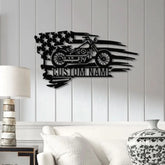 Custom US Flag Motorcycle Metal Sign Personalized Motorcycle Wall Decor Garage Name Sign Motorcycle Lover Gifts Gift