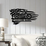 Custom US Flag Motorcycle Metal Sign Personalized Motorcycle Wall Decor Garage Name Sign Motorcycle Lover Gifts Gift