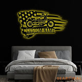 Custom US Flag Motorcycle Metal Sign Personalized Motorcycle Wall Decor Garage Name Sign Motorcycle Lover Gifts Gift
