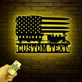Custom US Flag Train Metal Wall LED Light Railroad Wall Decor Railroad Sign Man Cave Decor Train Driver Gift Christmas
