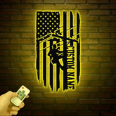 Custom US Lineman Metal Wall Art with LED Light Personalized Electrical Worker Name Sign Electrician Home Decor