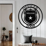 Custom US Police Officer Metal Wall Art LED Light Personalized American Policer Name Sign Police Officer Gifts for Men