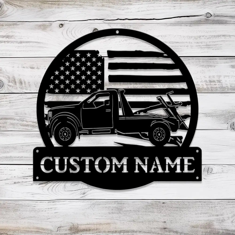 Custom US Rotator Tow Truck Driver Metal Sign with LED Light Personalized Trucker Name Sign Heavy Duty Wrecker