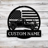 Custom US Rotator Tow Truck Driver Metal Sign with LED Light Personalized Trucker Name Sign Heavy Duty Wrecker