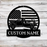 Custom US Rotator Tow Truck Driver Metal Sign with LED Light Personalized Trucker Name Sign Heavy Duty Wrecker