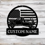 Custom US Rotator Tow Truck Driver Metal Sign with LED Light Personalized Trucker Name Sign Heavy Duty Wrecker
