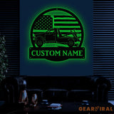 Custom US Rotator Tow Truck Driver Metal Sign with LED Light Personalized Trucker Name Sign Heavy Duty Wrecker