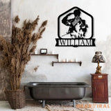 Custom US Soldier Military Metal Wall Art LED Light Personalized American Army Name Sign Patriotic Wall Art Veteran Gift