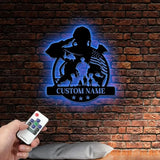Custom US Soldier Military Metal Wall Art LED Light Personalized American Army Name Sign Veteran Patriotic Decoration
