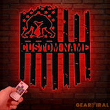 Custom US Wrestling Metal Sign with LED Light Wrestling Coach Gift Sports Home Decor Wrestler Birthday or Christmas