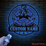 Custom US Wrestling Metal Sign with LED Light Wrestling Coach Gift Sports Home Decor Wrestler Birthday or Christmas