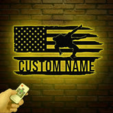 Custom US Wrestling Metal Sign with LED Light Wrestling Coach Gift Sports Home Decor Wrestler Birthday or Christmas