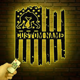 Custom US Wrestling Metal Sign with LED Light Wrestling Coach Gift Sports Home Decor Wrestler Birthday or Christmas