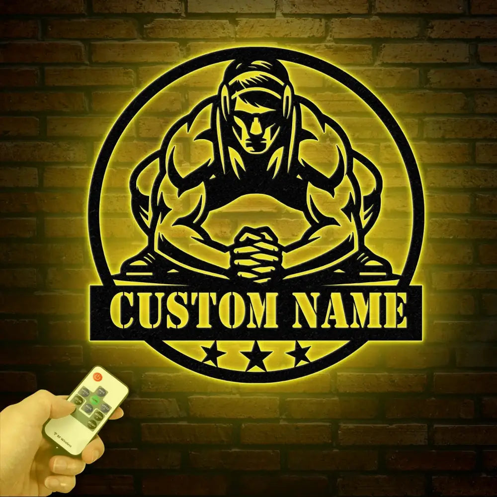 Custom US Wrestling Metal Sign with LED Light Wrestling Coach Gift Sports Home Decor Wrestler Birthday or Christmas
