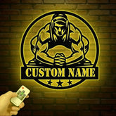 Custom US Wrestling Metal Sign with LED Light Wrestling Coach Gift Sports Home Decor Wrestler Birthday or Christmas