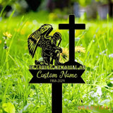Custom Veteran Fallen Soldier Memorial Stake - Personalized Metal Stake - Sympathy Sign - Grave Marker | GearViral